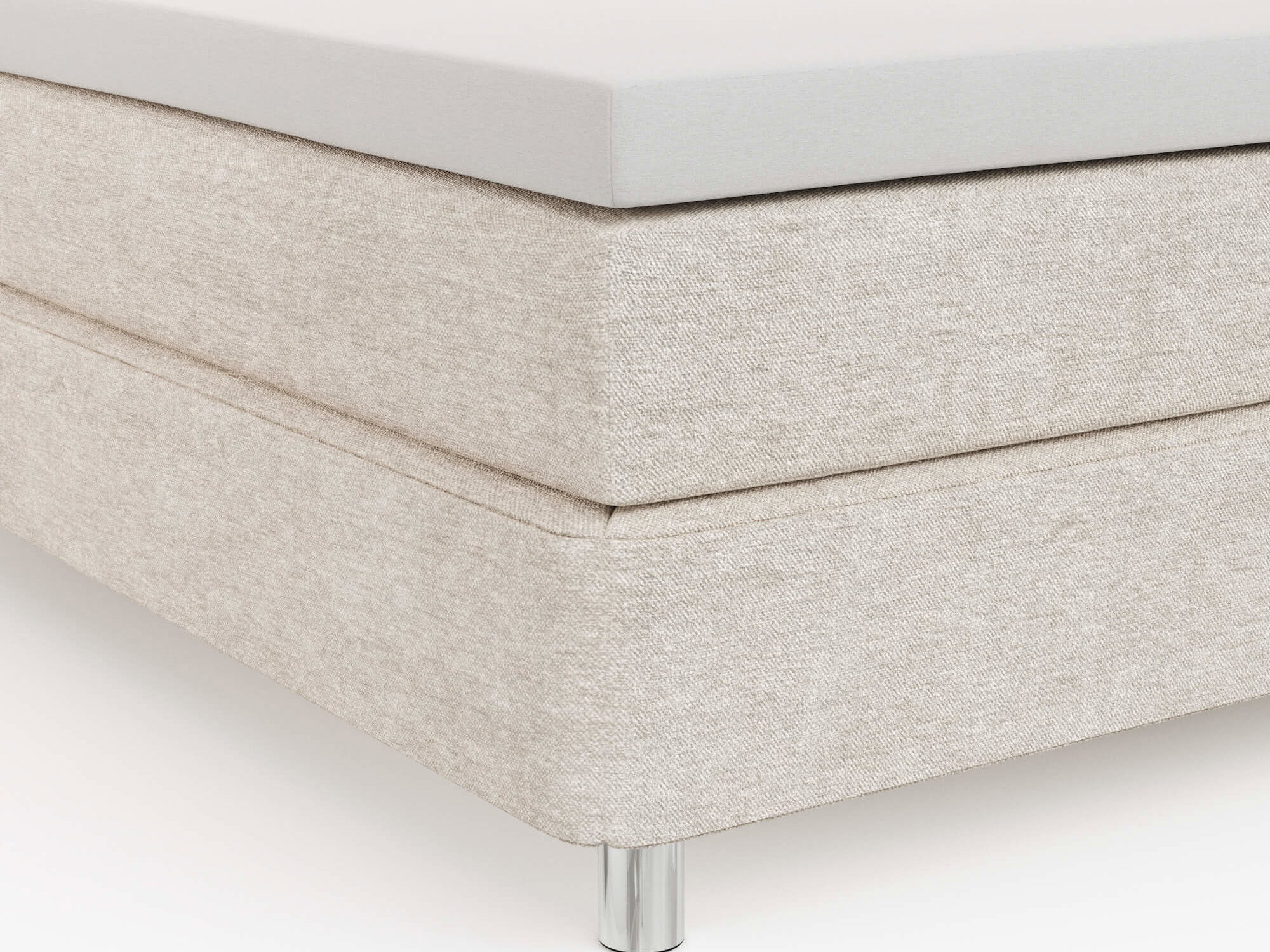 Boxspringbett Alpin von Natura Home, Variante in beige mit Steppung am Kopfteil