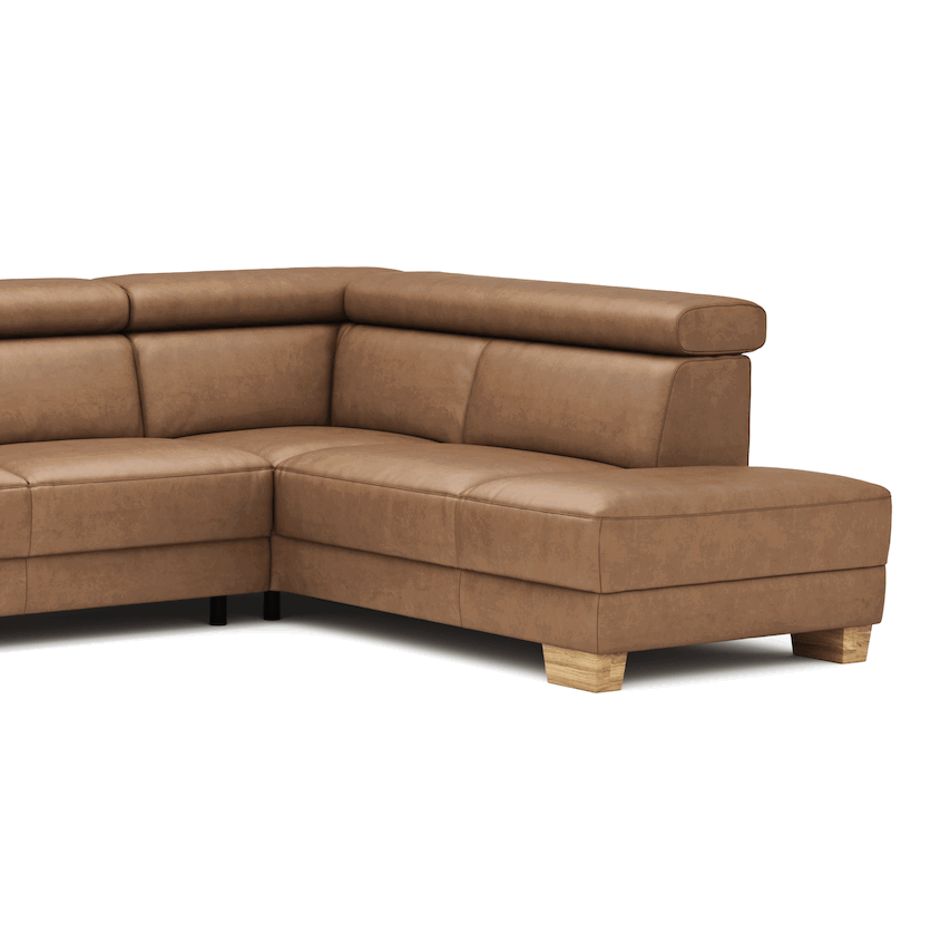 Ecksofa Philadelphia - Ecke links oder rechts, 2,5-Sitzer, Kopfteil verstellbar (manuell), Stoff, Braun von Natura Home