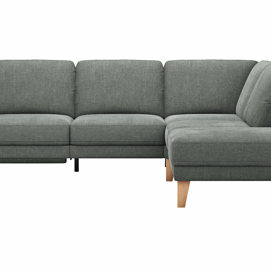 Ecksofa Rockport A - 2,5-Sitzer mit Ecke rechts inkl. Relaxfunktion (motorisch), Stoff, Grau von Natura Home