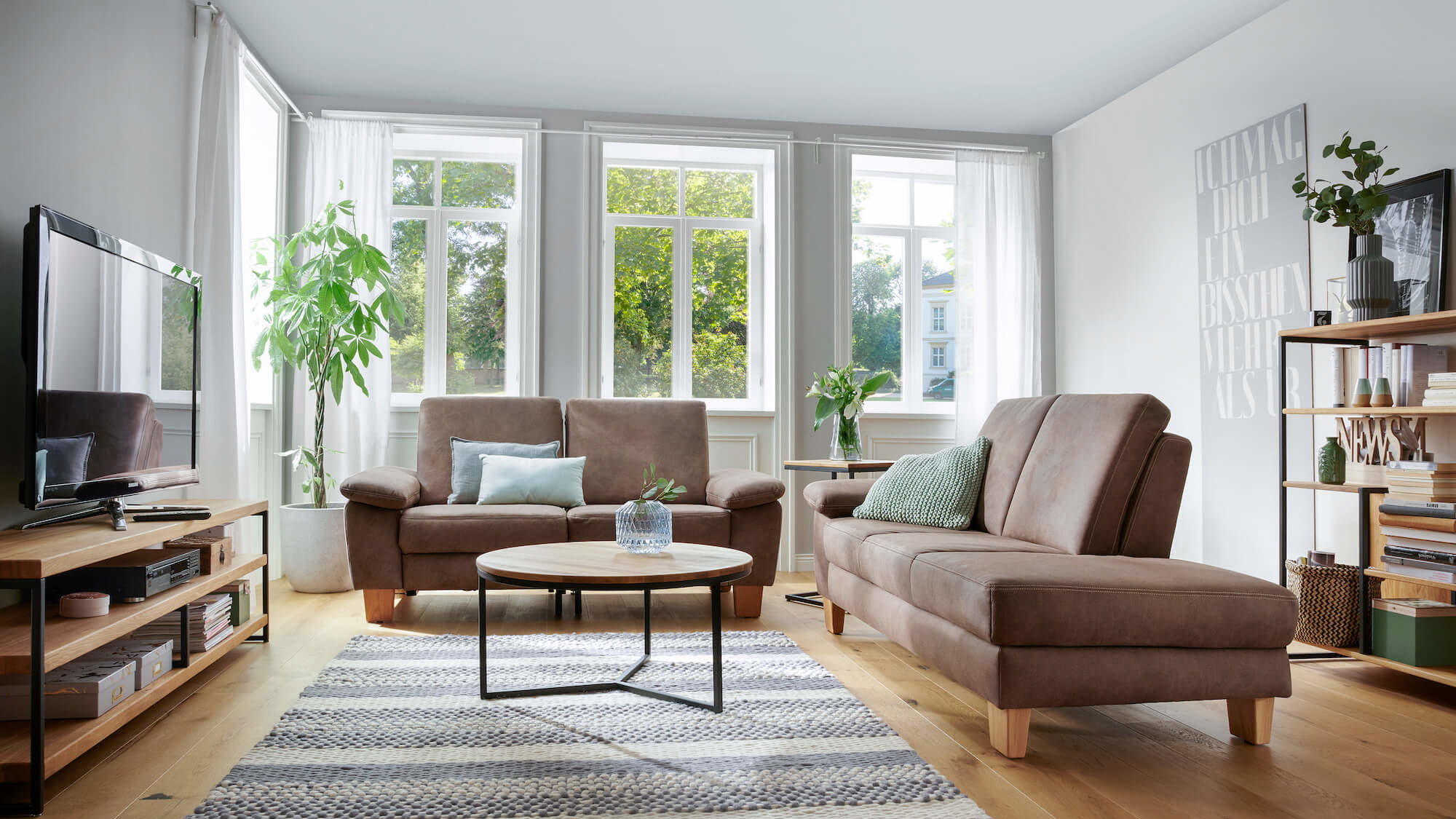 Sofa Stonington von Natura Home, Microfaser braun, 2 Sitzer