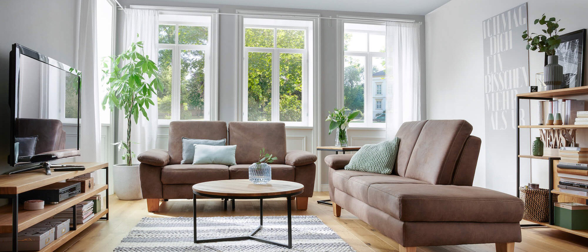 Sofa Stonington von Natura Home, Microfaser braun, 2 Sitzer