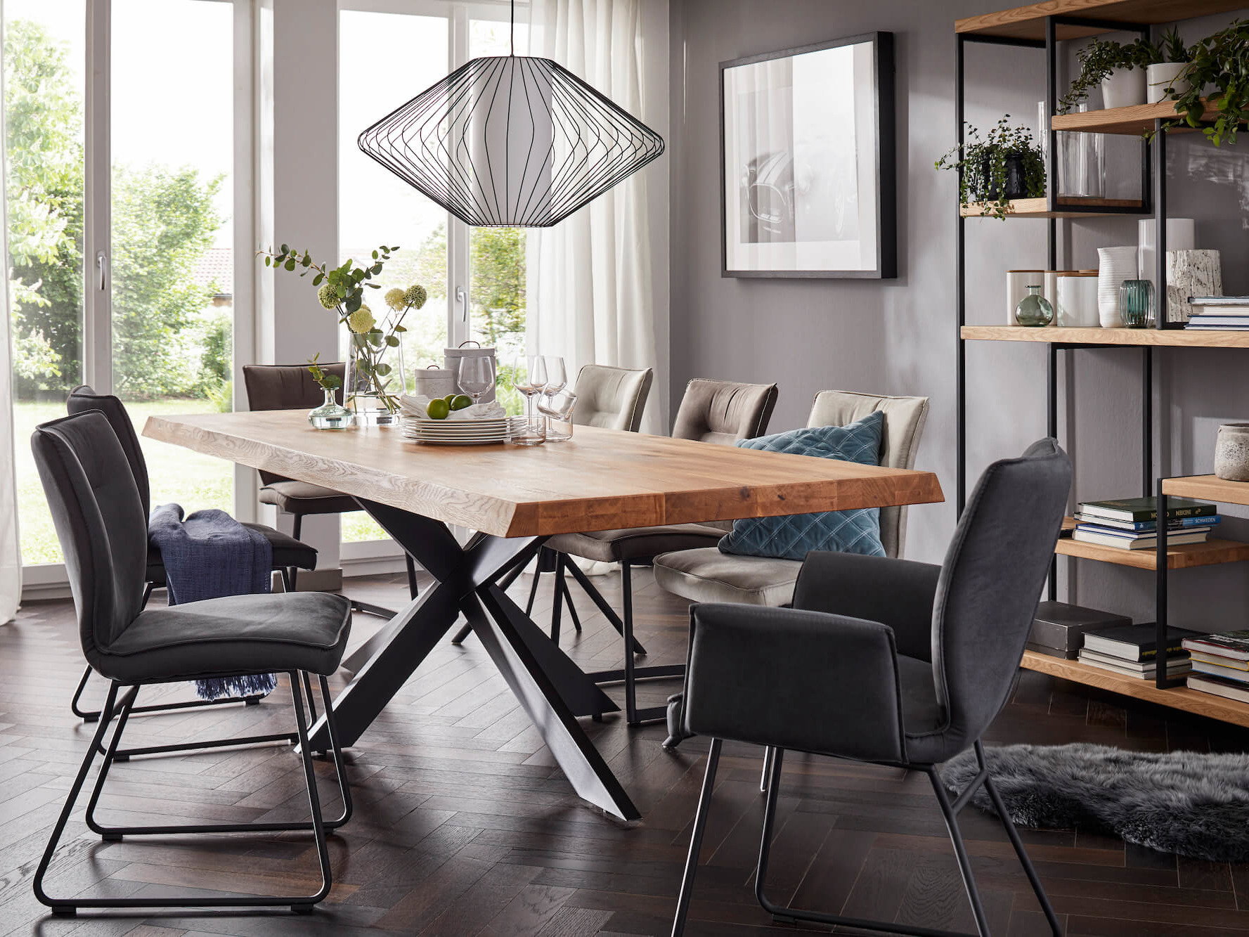 Stuhl Westmore von Natura Home, grau mit schwarzen Kufen, Natura Home