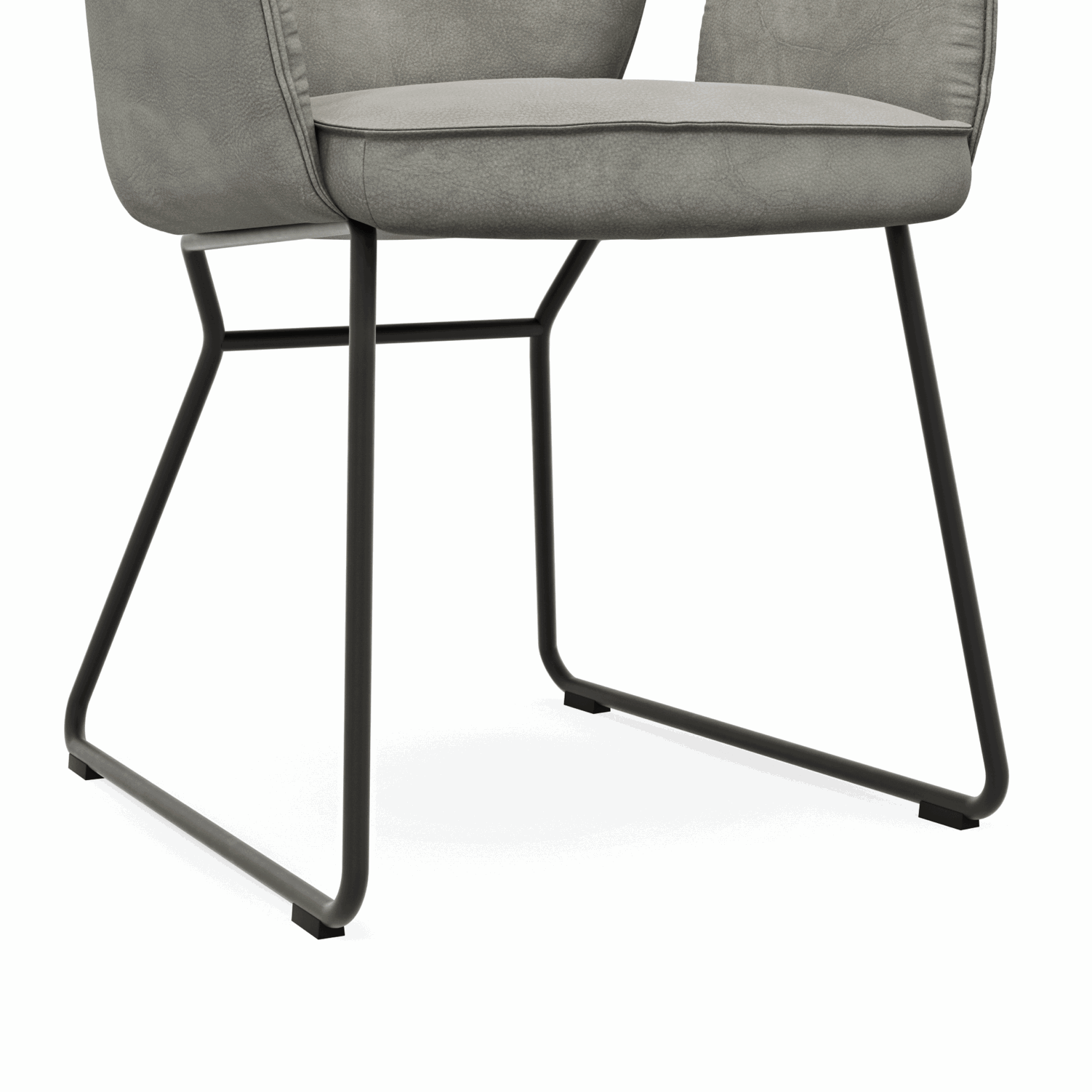 Armlehnstuhl Westmore - Stoff, Silberfarben mit Metallkufen von Natura Home