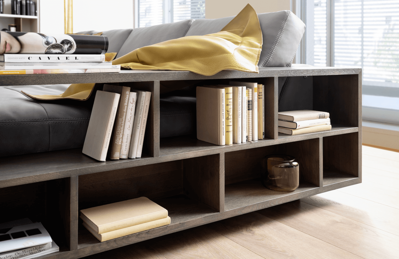 Ecksofa Aprino 1 - 2,5-Sitzer mit Longchair rechts, Leder, Grau