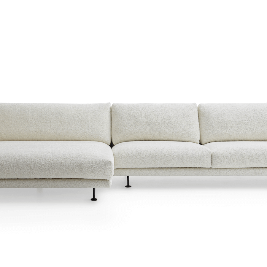 Ecksofa Cuneo - Longchair links, 2-Sitzer, Velour, Creme