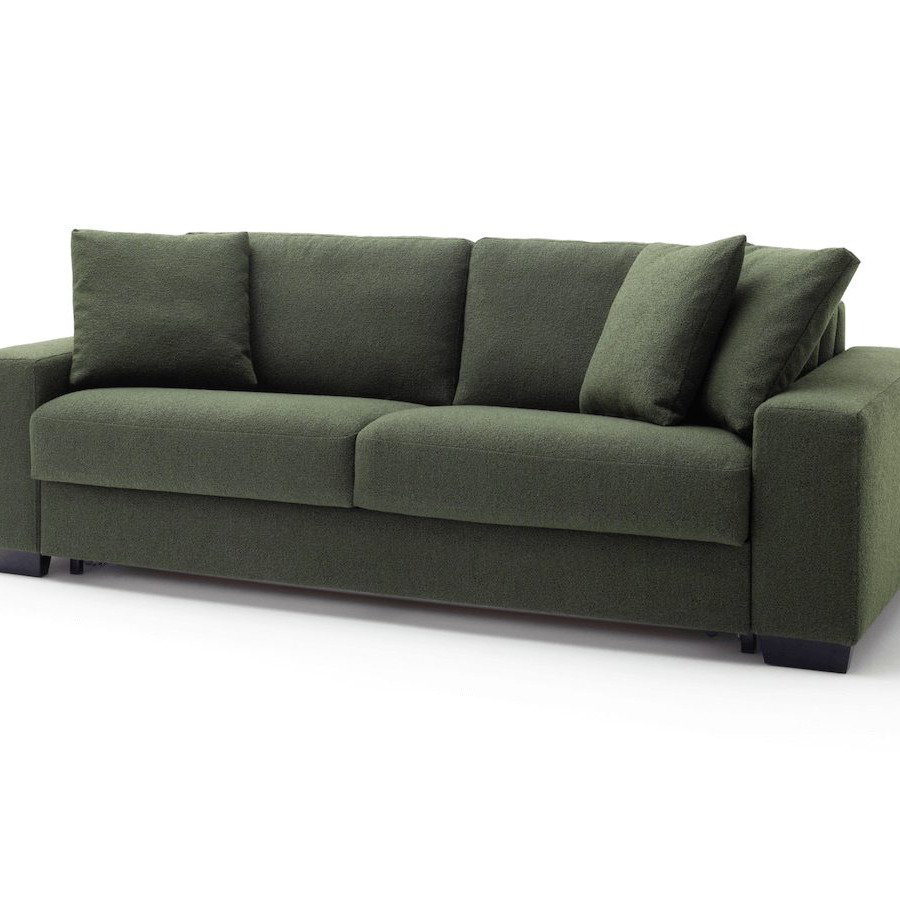Sofa Nuoro - 3-Sitzer inkl. Schlaffunktion, Stoff, Olivgrün