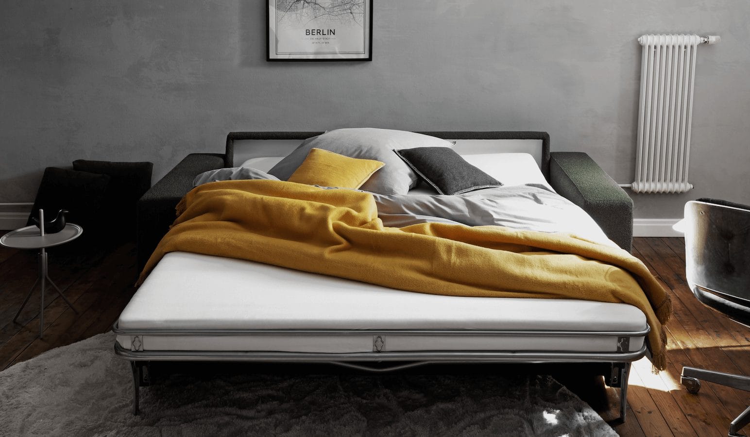 Sofa Nuoro - 3-Sitzer inkl. Schlaffunktion, Stoff, Olivgr&uuml;n