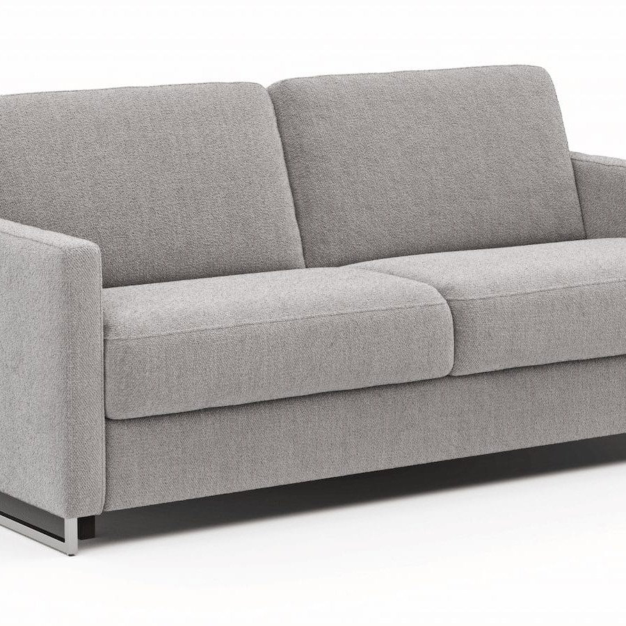 Sofa Nuoro - 2,5-Sitzer inkl. Schlaffunktion, Armlehne mit Kufe, Stoff, Grau