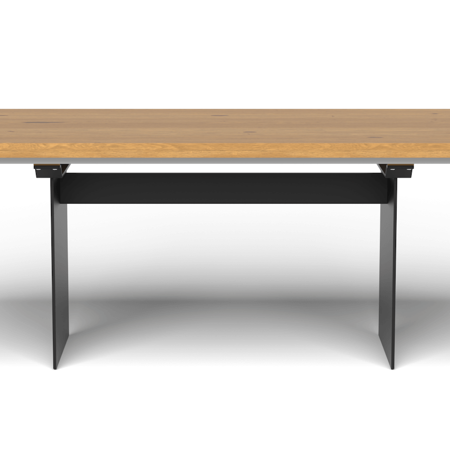 Esstisch 3100 - LB ca. 220x100 cm, ausziehbar, Asteiche massiv, Geölt, Wange Rohstahl