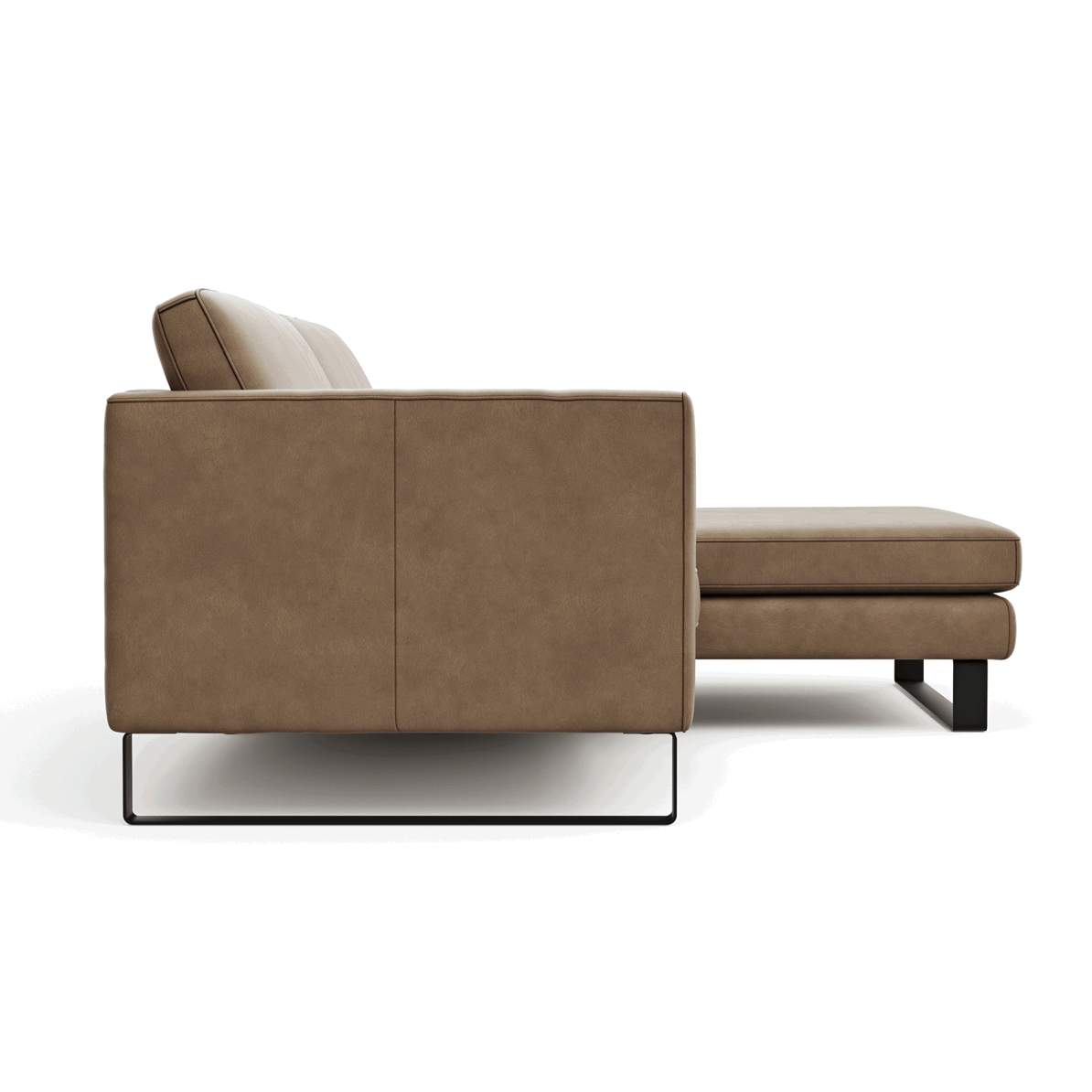 Ecksofa, Liv - Evy, 2-Sitzer links, Longchair rechts, Leder, Cognac, Raum.Freunde