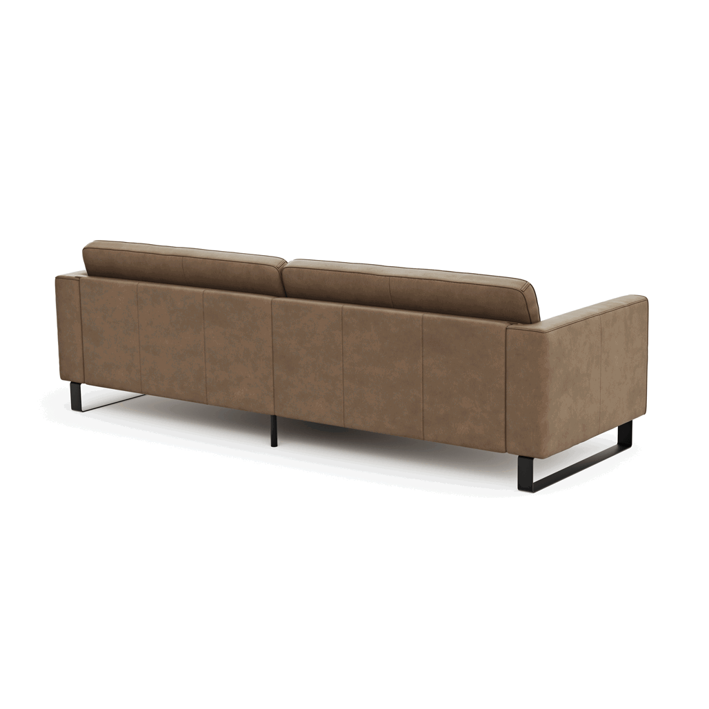 Ecksofa, Liv - Evy, 2-Sitzer links, Longchair rechts, Leder, Cognac, Raum.Freunde