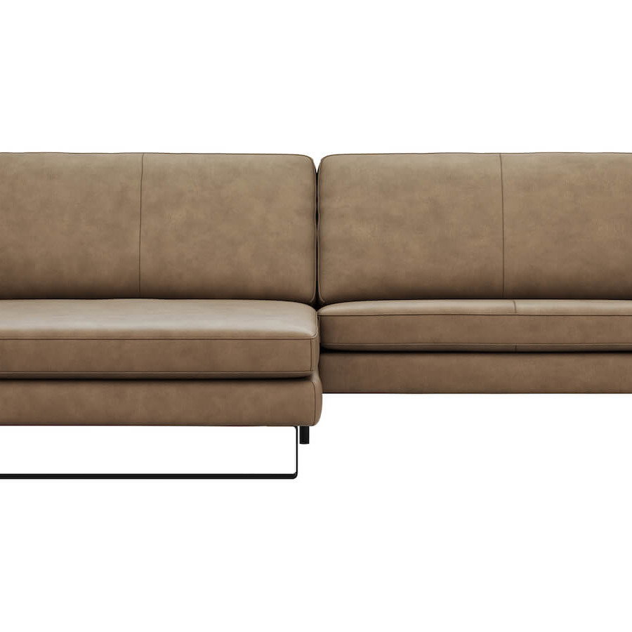Ecksofa, Liv - Evy, Longchair links, 2-Sitzer rechts, Leder, Cognac, Raum.Freunde