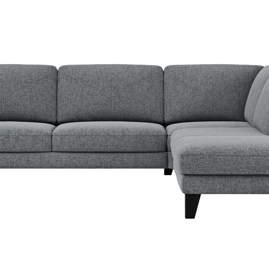 Sofa Oviedo grau Flachgewebe, 2,5 Sitzer, Ecke rechts, mit Drehfunktion