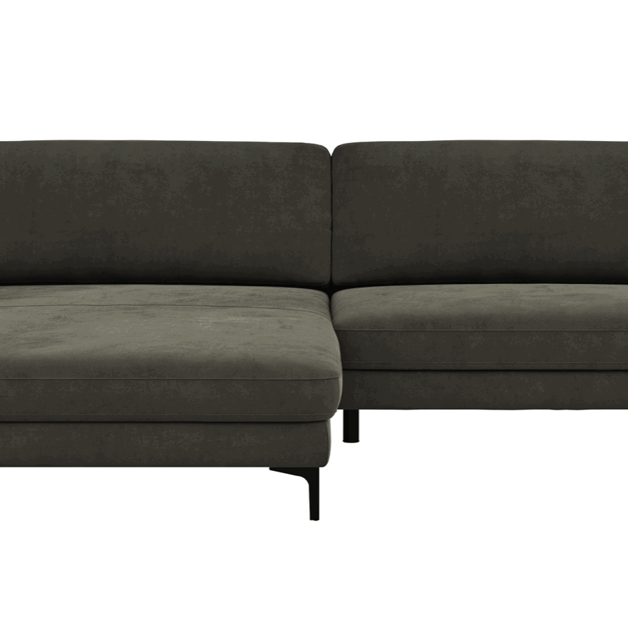 Sofa Oviedo braungrün Chenilleflachgewebe 1,5 Sitzer, Longchair Links, mit Relaxfunktion
