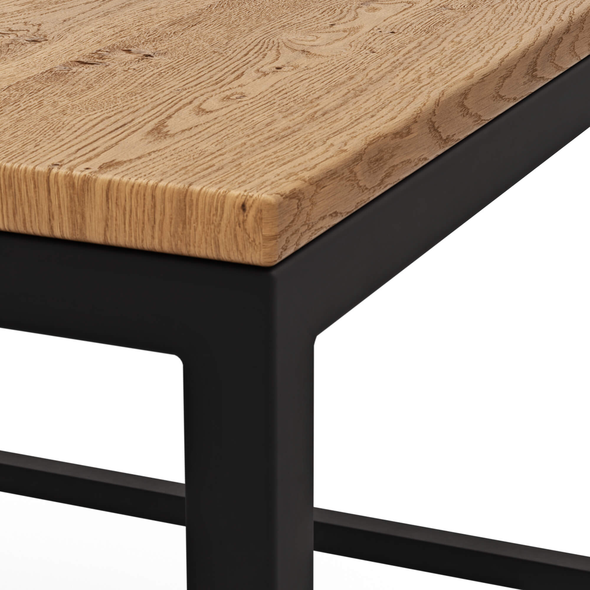 Couchtisch Kai von Raum.Freunde, quadratisch mit Metallgestell und Platte aus massiver Asteiche