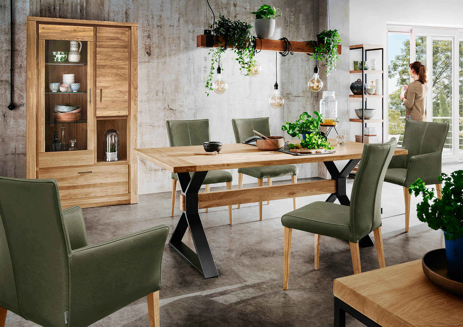 Designer Esstisch Farmingdale von Natura Home Eiche massiv, Metallgestell