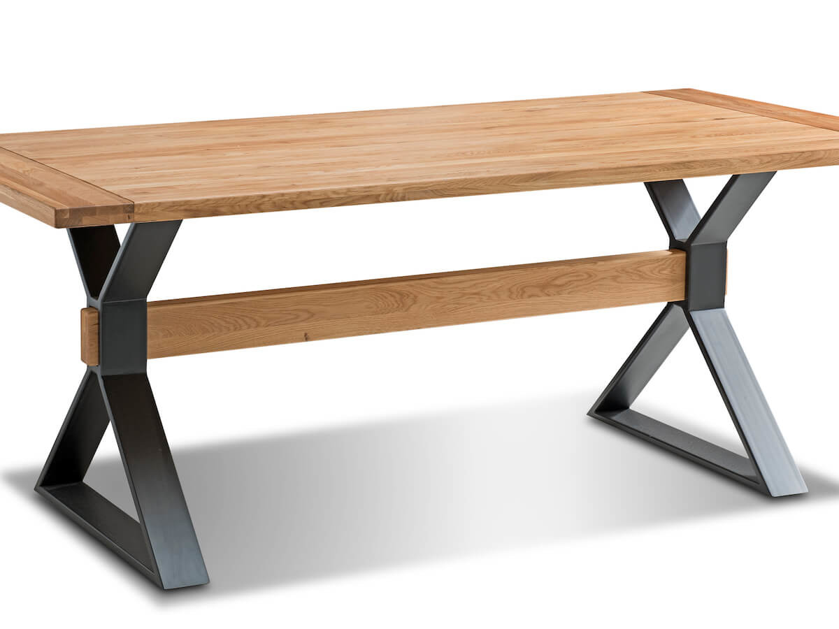 Designertisch Farmingdale von Natura Home aus Wildeiche massiv, mit Metall/Holz Gestell