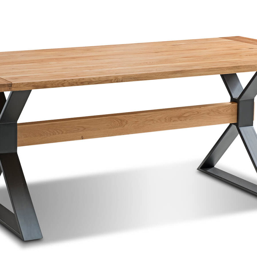 Designertisch Farmingdale von Natura Home aus Wildeiche massiv, mit Metall/Holz Gestell