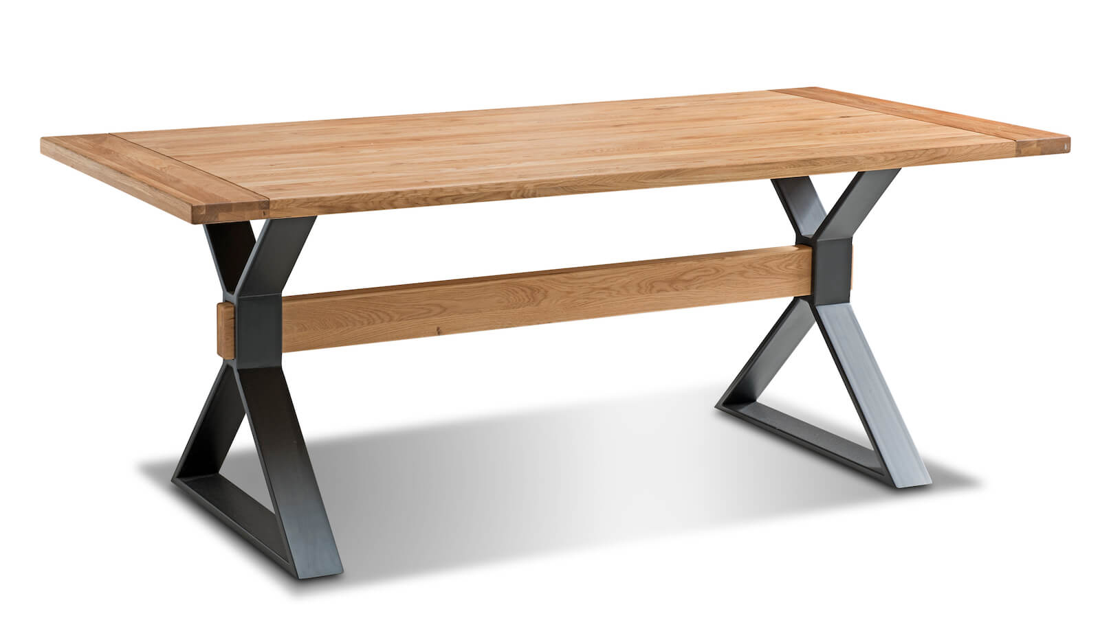 Designertisch Farmingdale von Natura Home aus Wildeiche massiv, mit Metall/Holz Gestell