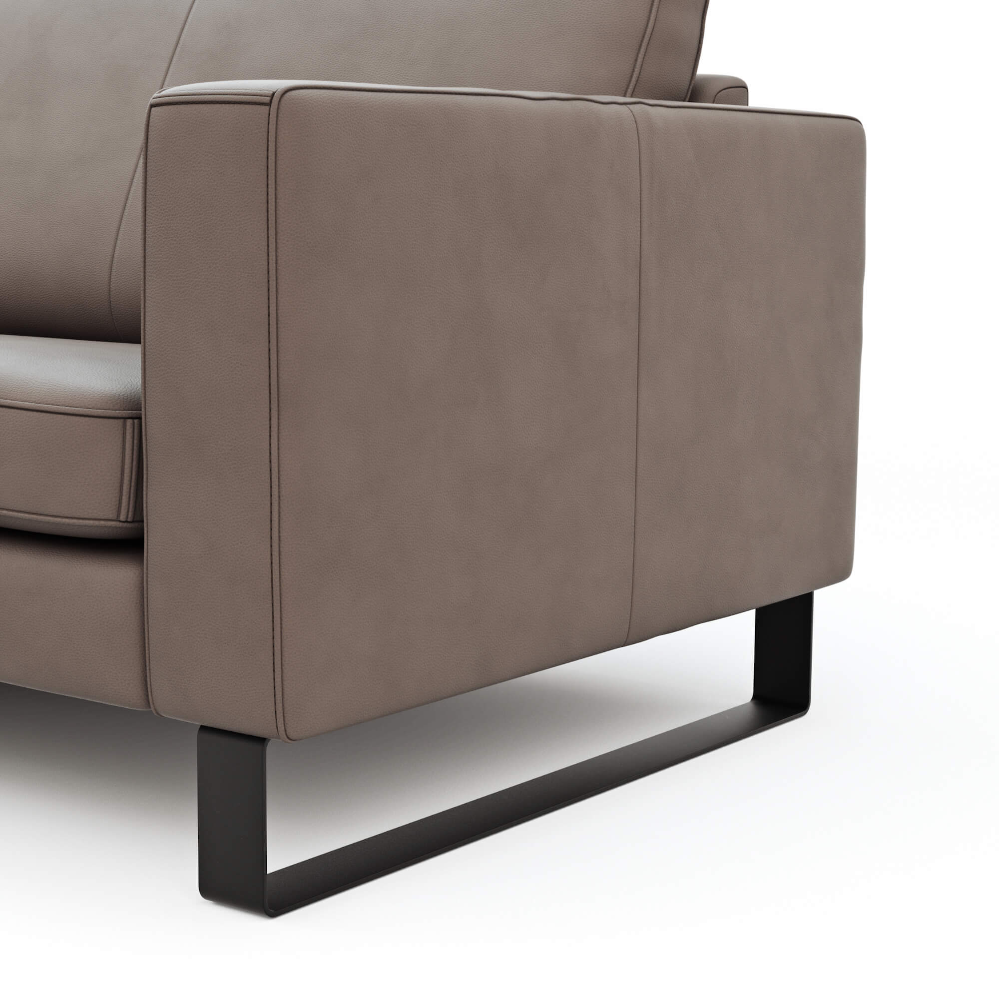 Ecksofa Liv - Longchair links, 2-Sitzer, Leder, Taupe, Raum.Freunde