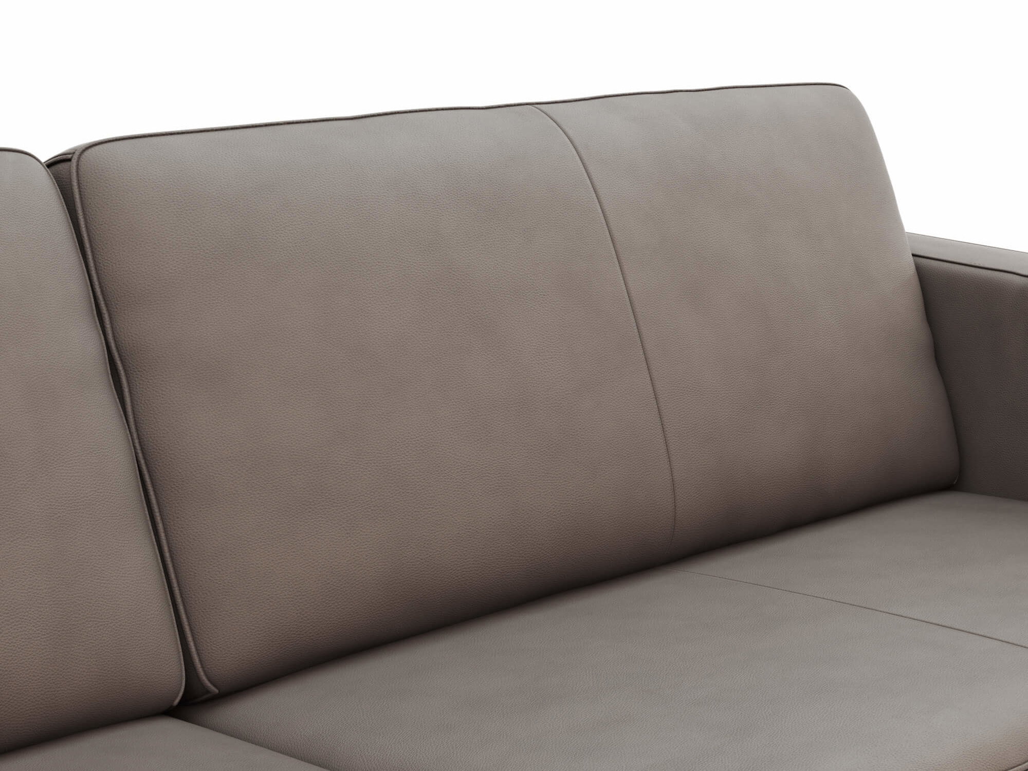 Ecksofa Liv - Longchair links, 2-Sitzer, Leder, Taupe, Raum.Freunde