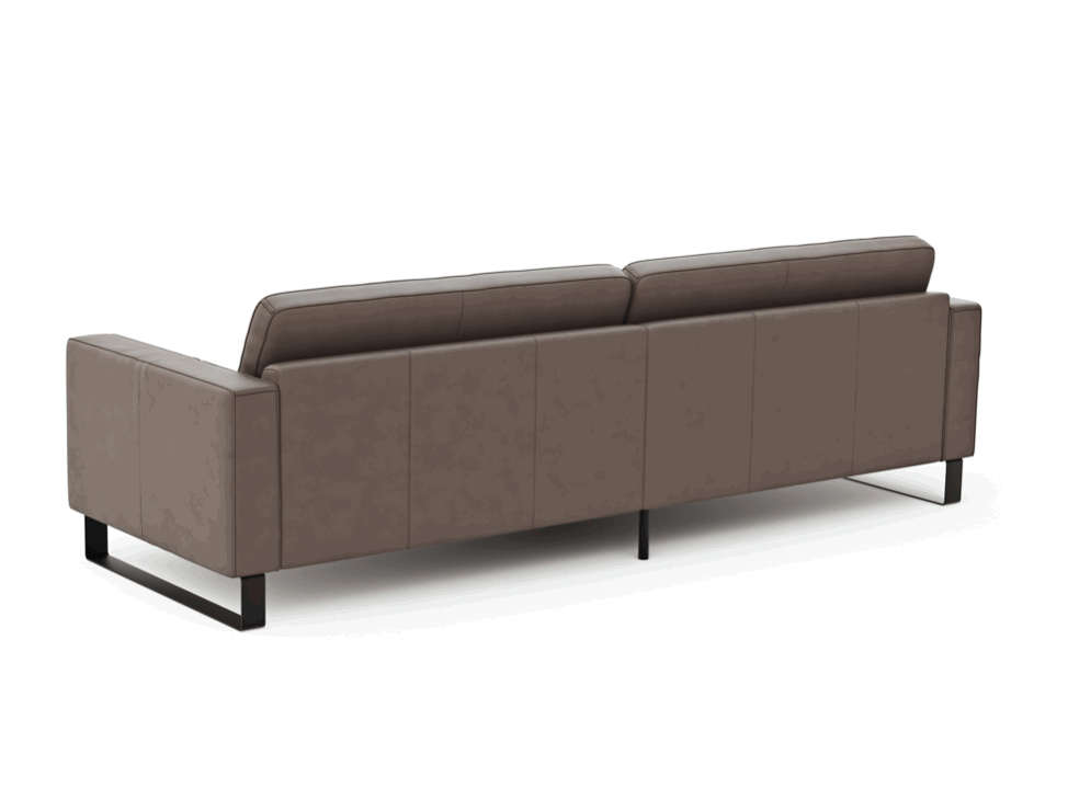 Ecksofa Liv - Longchair links, 2-Sitzer, Leder, Taupe, Raum.Freunde