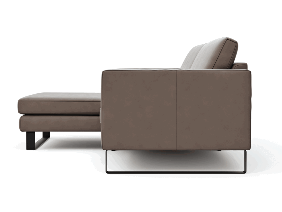Ecksofa Liv - Longchair links, 2-Sitzer, Leder, Taupe, Raum.Freunde