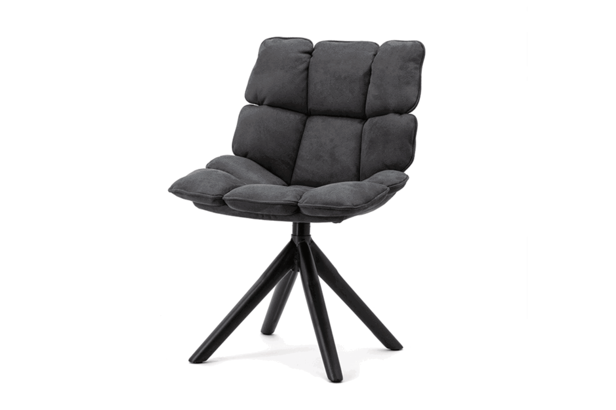 Produktbild Designerstuhl Richards Bay, grauer Stoff, Drehfunktion, Gestell aus schwarzem Metall