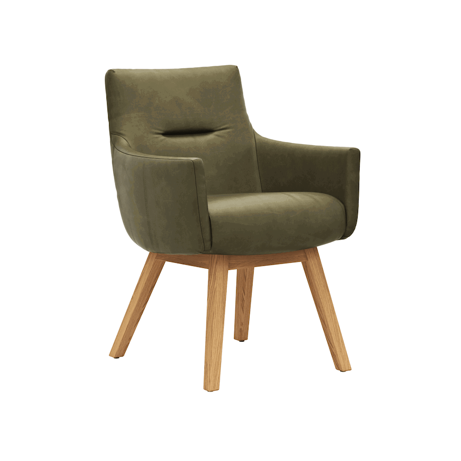 Armlehnstuhl Calgary - Leder, Olive von Natura HOme
