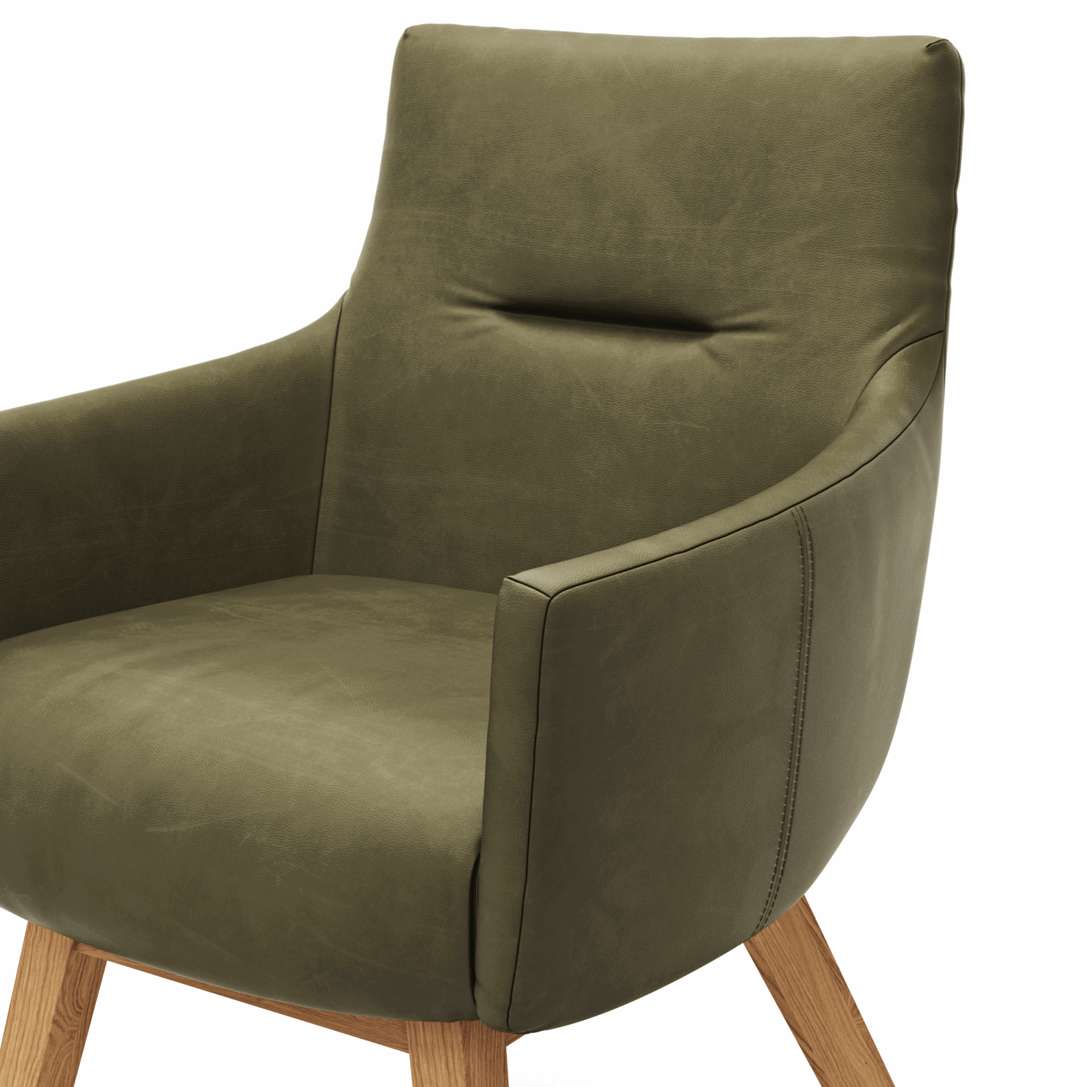 Armlehnstuhl Calgary - Leder, Olive von Natura HOme
