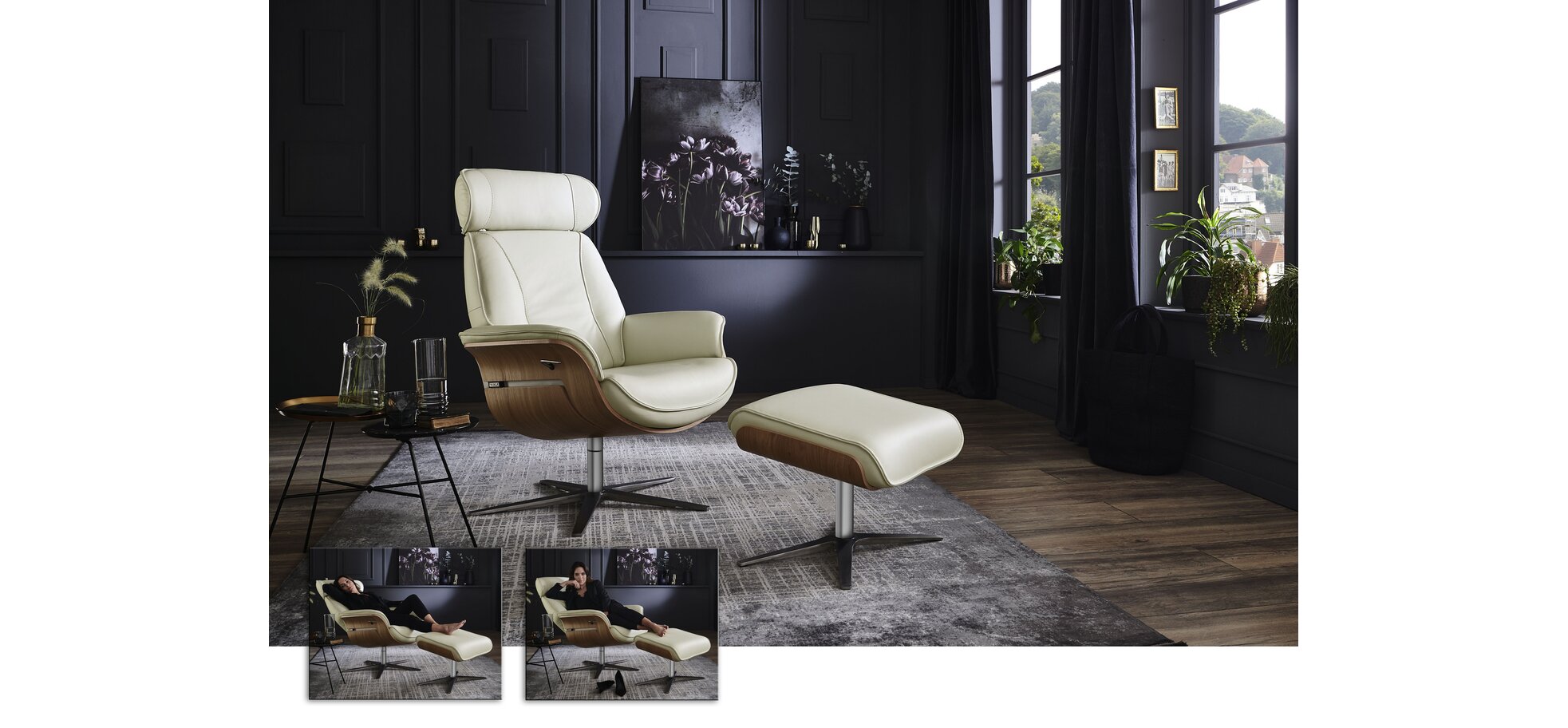 Relaxsessel - Leder, Weiß – Bild 2