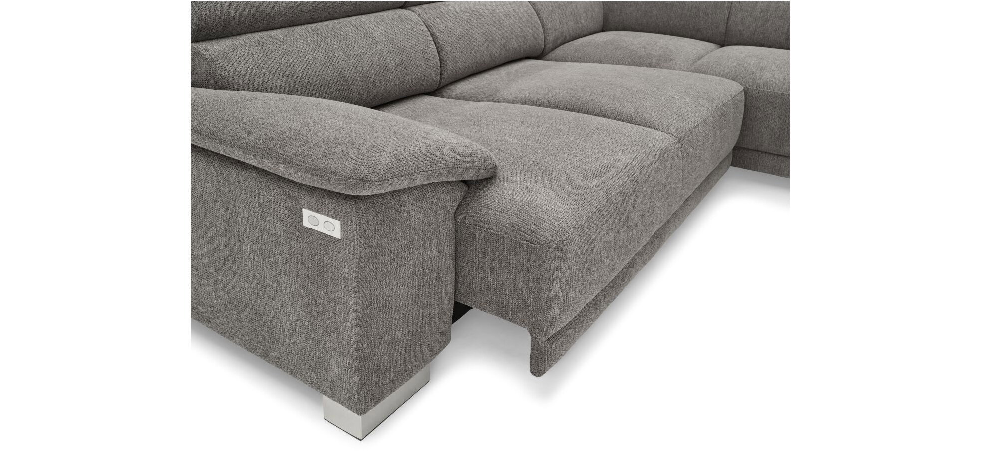 Ecksofa Cito - Sitzvorzug (motorisch), Steingrau, Flachgewebe – Bild 4
