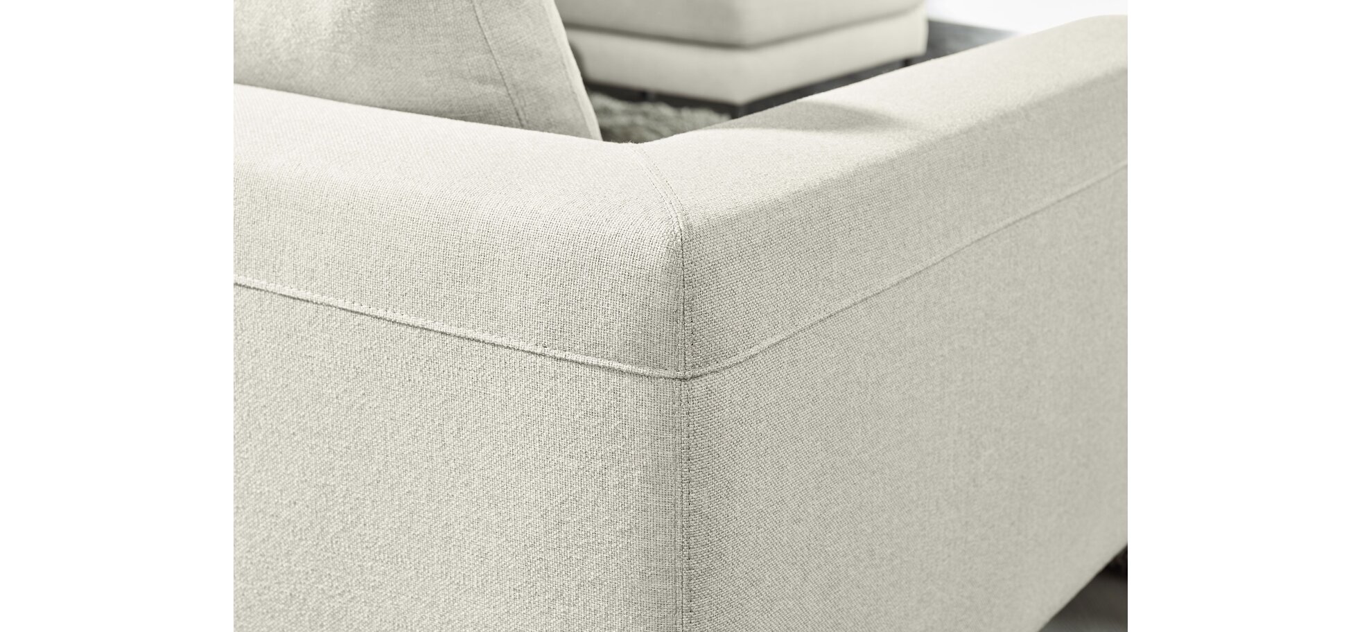 Ecksofa - 2,5-Sitzer mit Longchair klein rechts, Flachgewebe, Hellgrau – Bild 4