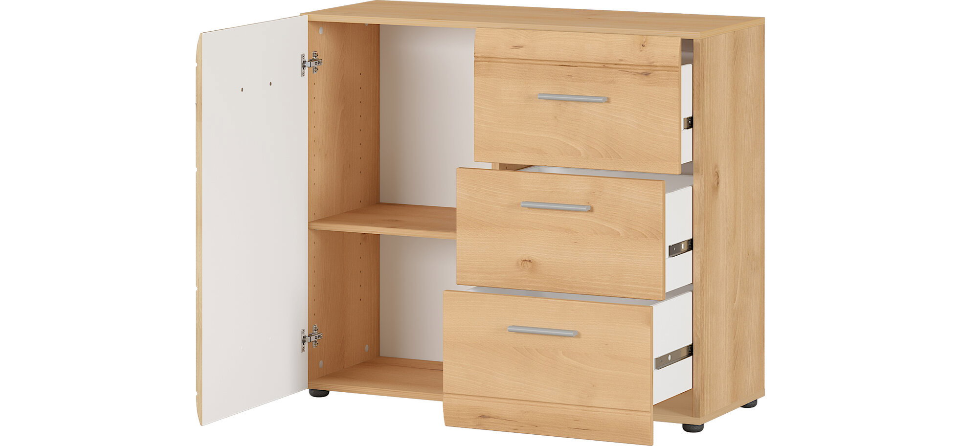 Kommode GALDO 1-türig mit 3 Schüben Edelbuche Nachbildung – Bild 5