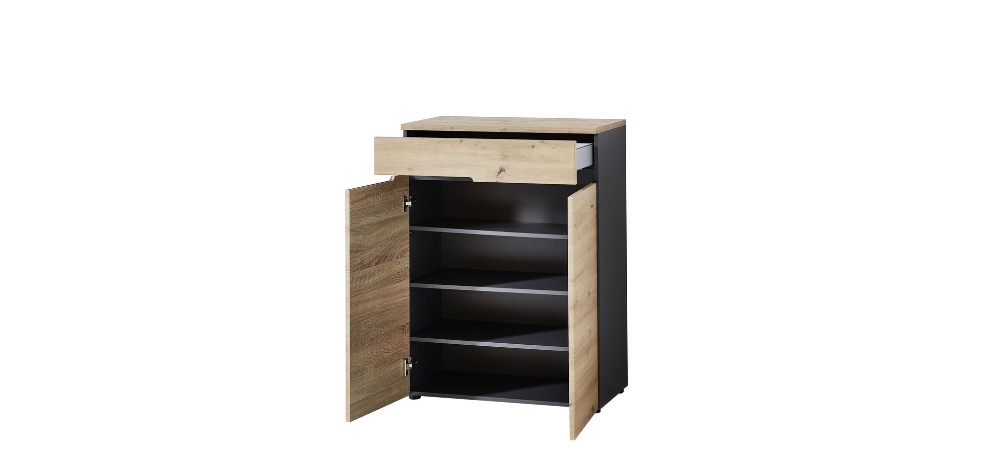 Schuhschrank - Eiche Dekor, Graphit – Bild 8