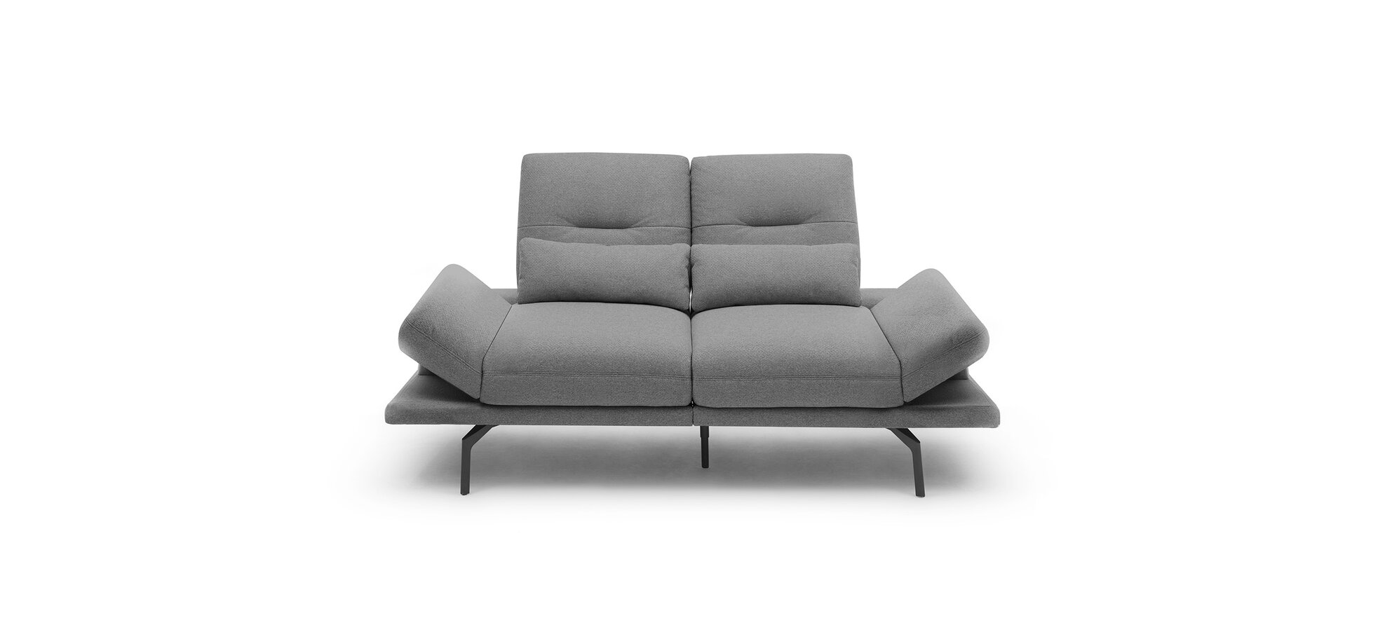 Sofa Pamelia - 2-Sitzer inkl. Rückenlehne/Armlehne verstellbar in Stoff Grau