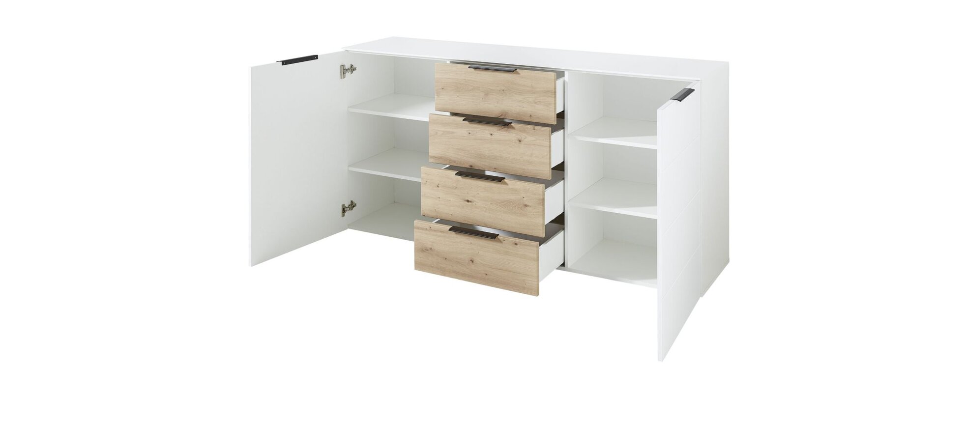 Sideboard - Weiß, Eiche Dekor – Bild 7