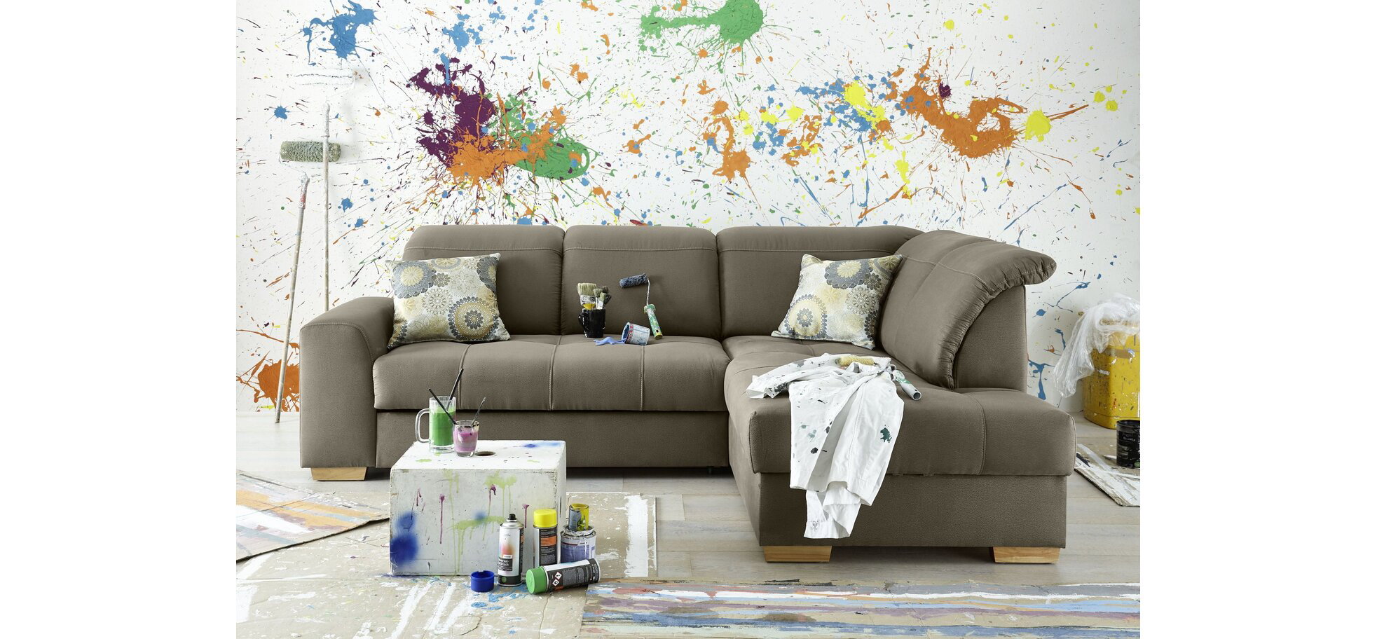 Ecksofa NERIO braun mit Schlaffunktion – Bild 2