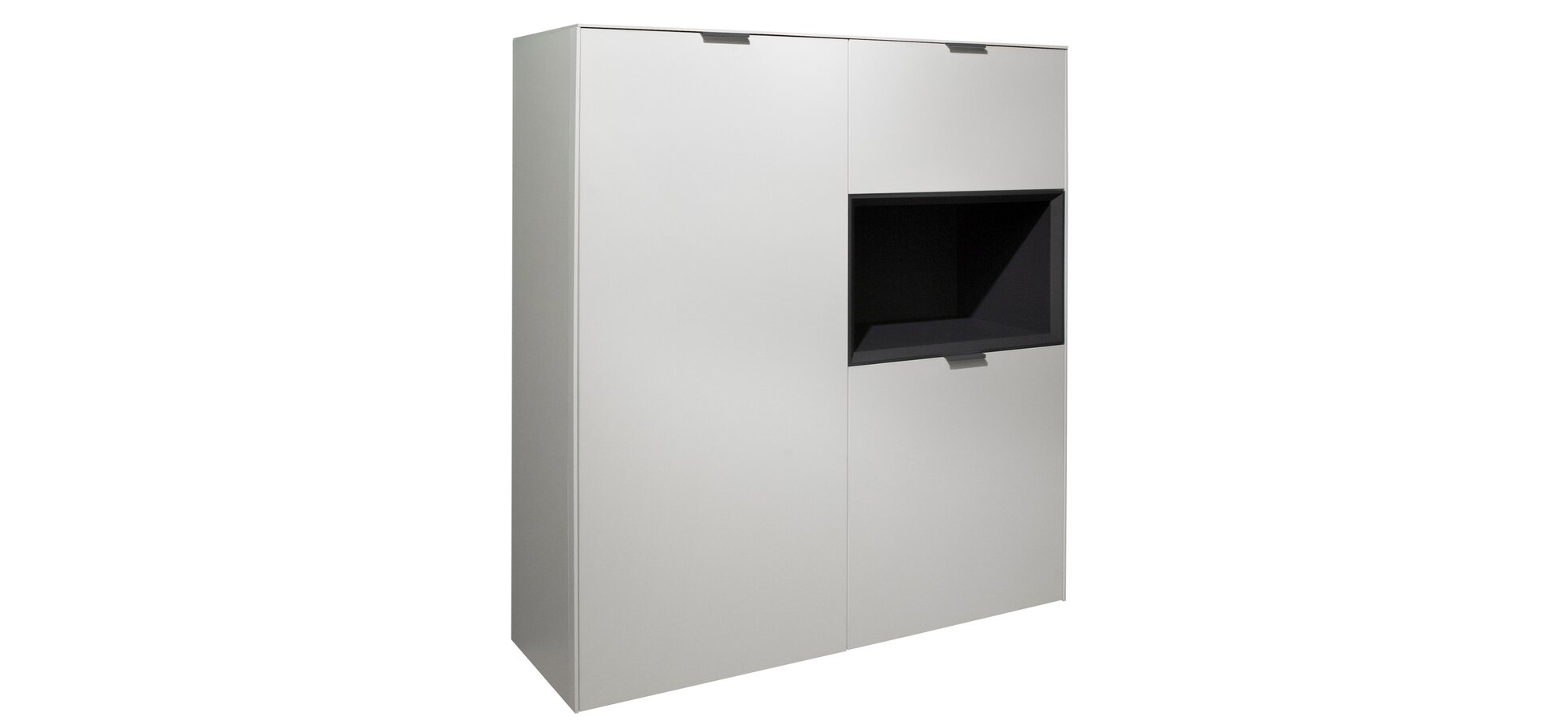 Highboard MILANEA in weiß matt Lack, Nische anthrazit