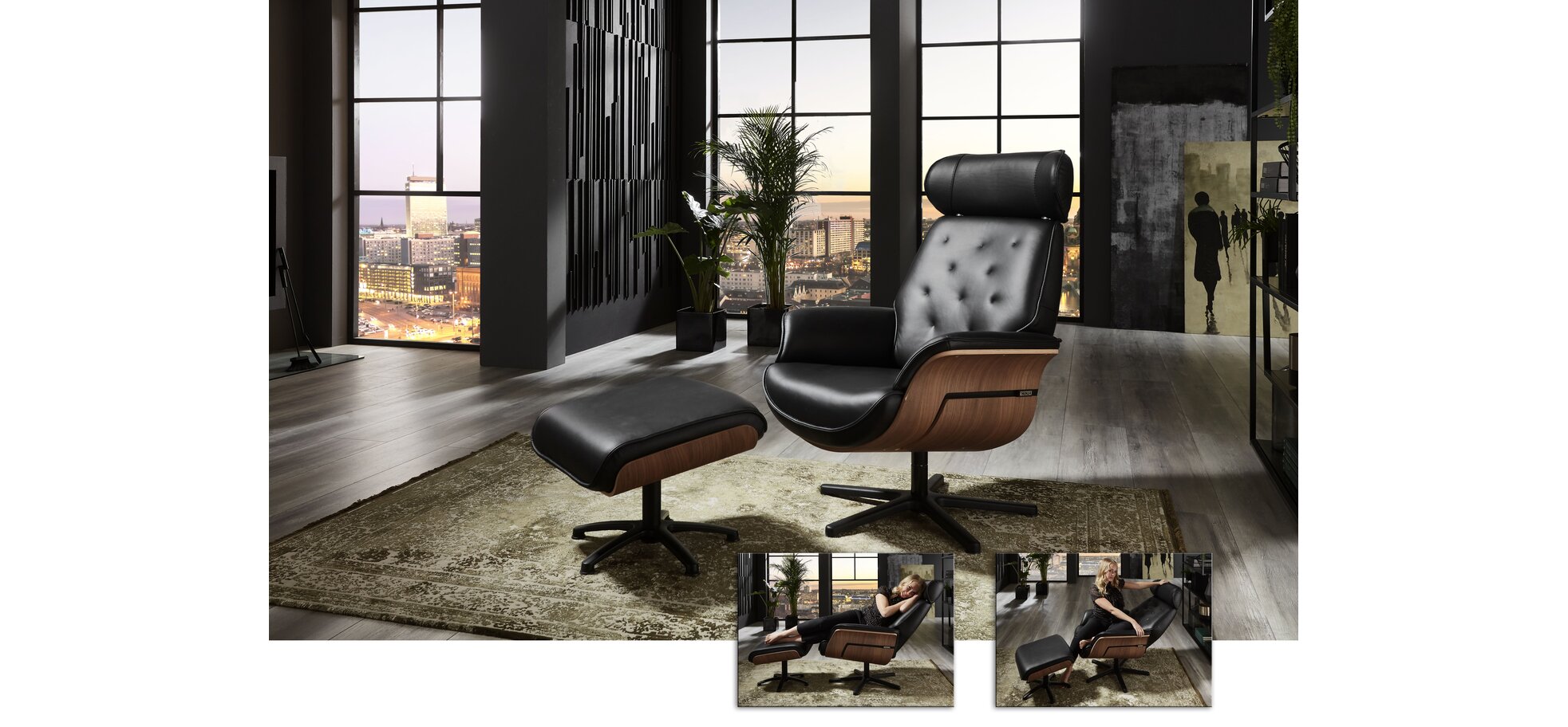 Relaxsessel - Leder, Schwarz – Bild 2