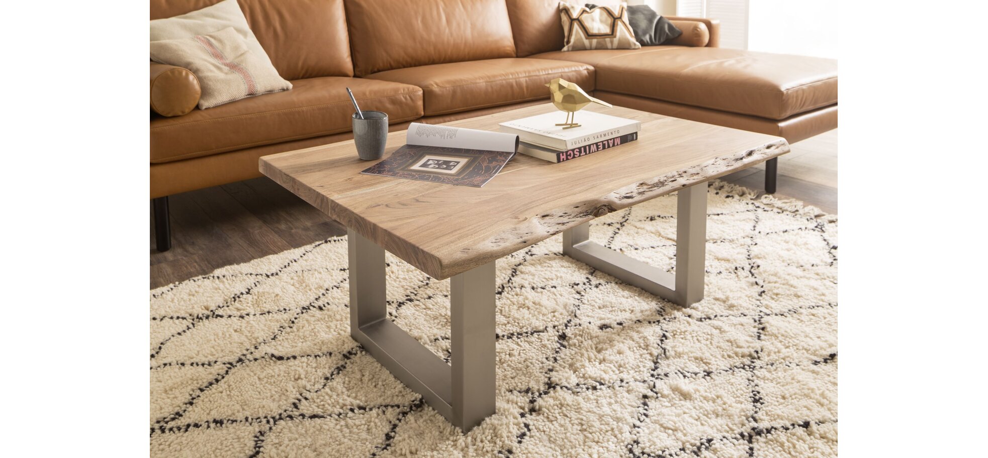 Couchtisch MAIDI braun/grau mit U-Gestell – Bild 2