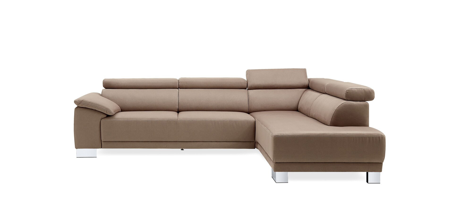 Ecksofa Cito - Kopfteil verstellbar (manuell), 3-Sitzer, Ecke rechts, Braun, Microfaser