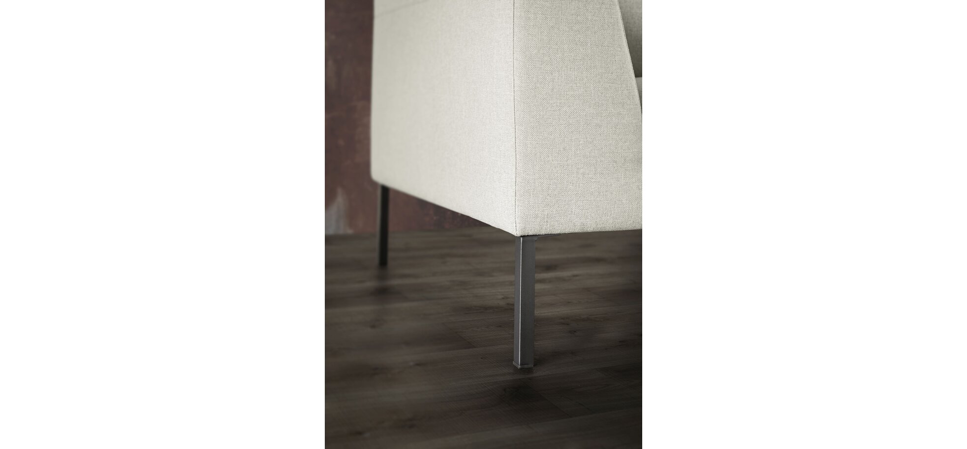 Ecksofa - 2,5-Sitzer mit Longchair klein rechts, Flachgewebe, Hellgrau – Bild 5