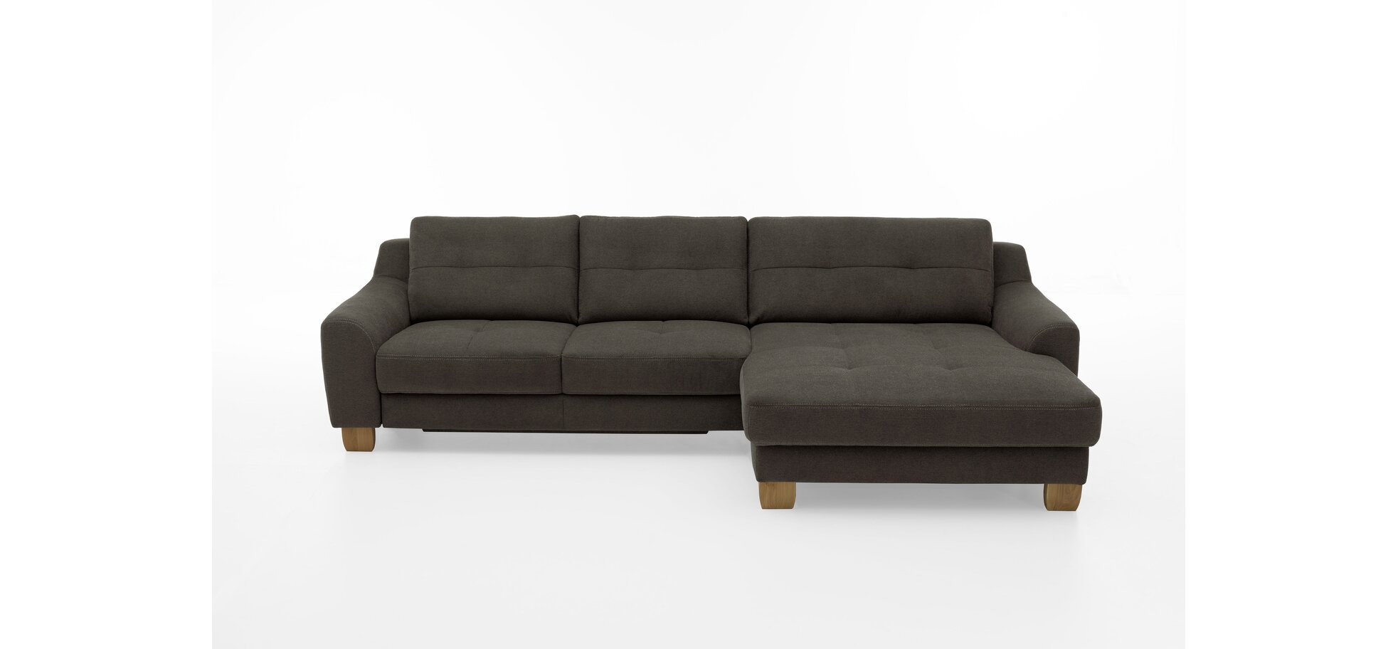 Ecksofa - 2,5-Sitzer mit Longchair rechts, Chenilleflachgewebe, Anthrazit