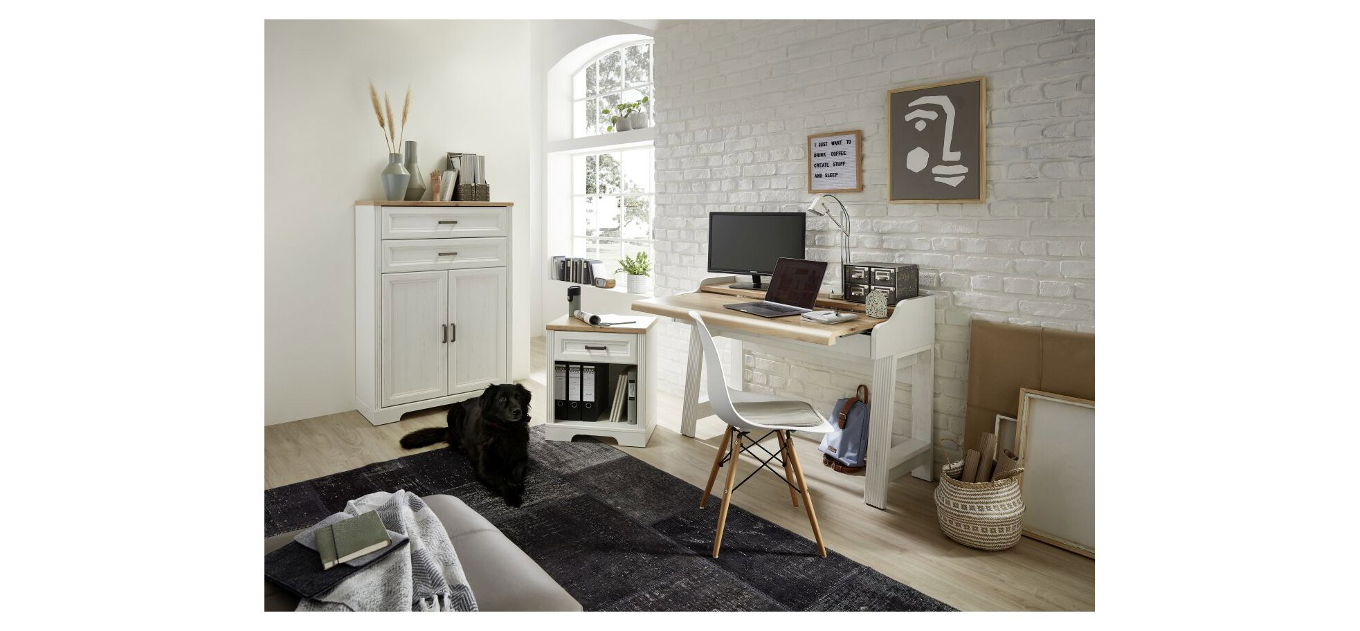 Konsol-/Homeoffice-Tisch - Weiß, Eiche Dekor – Bild 6