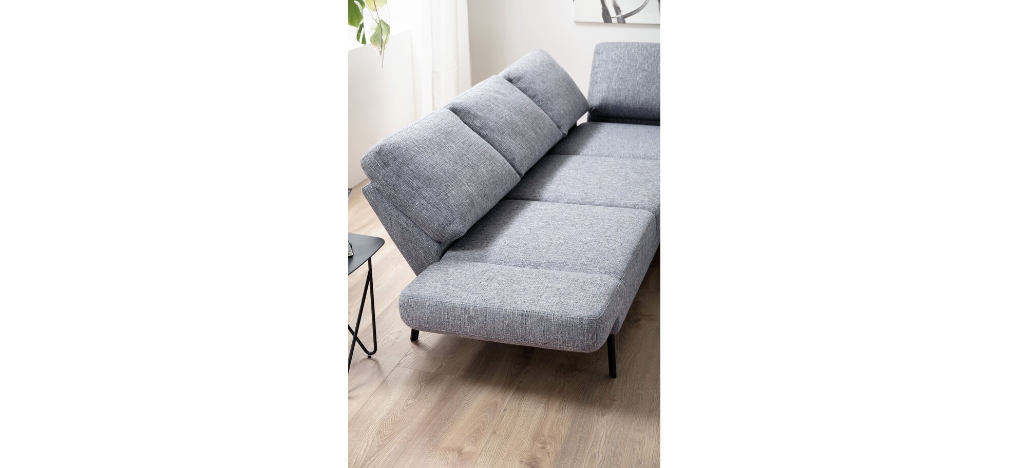 Ecksofa - 2-Sitzer mit Ecke rechts, Rückenlehne/Armlehne verstellbar (manuell), Drehsitz (manuell), Flachgewebe, Graublau – Bild 6
