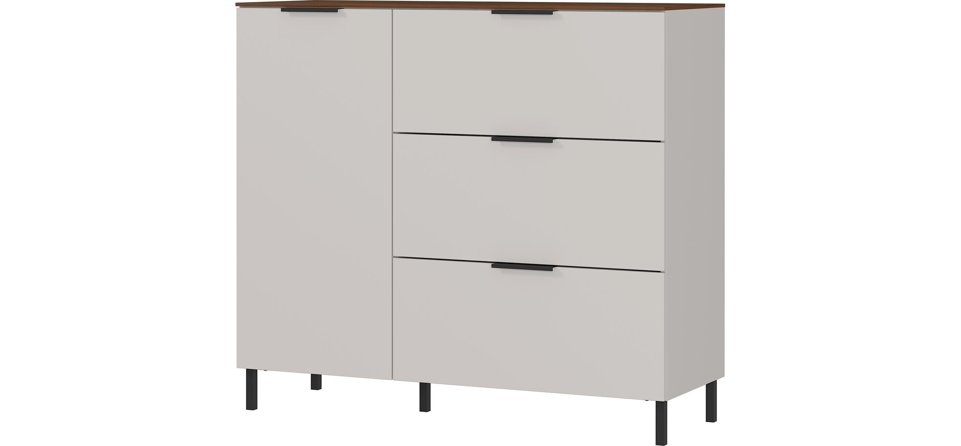 Kommode GIWON mit 1 Tür und 3 Schüben kaschmir