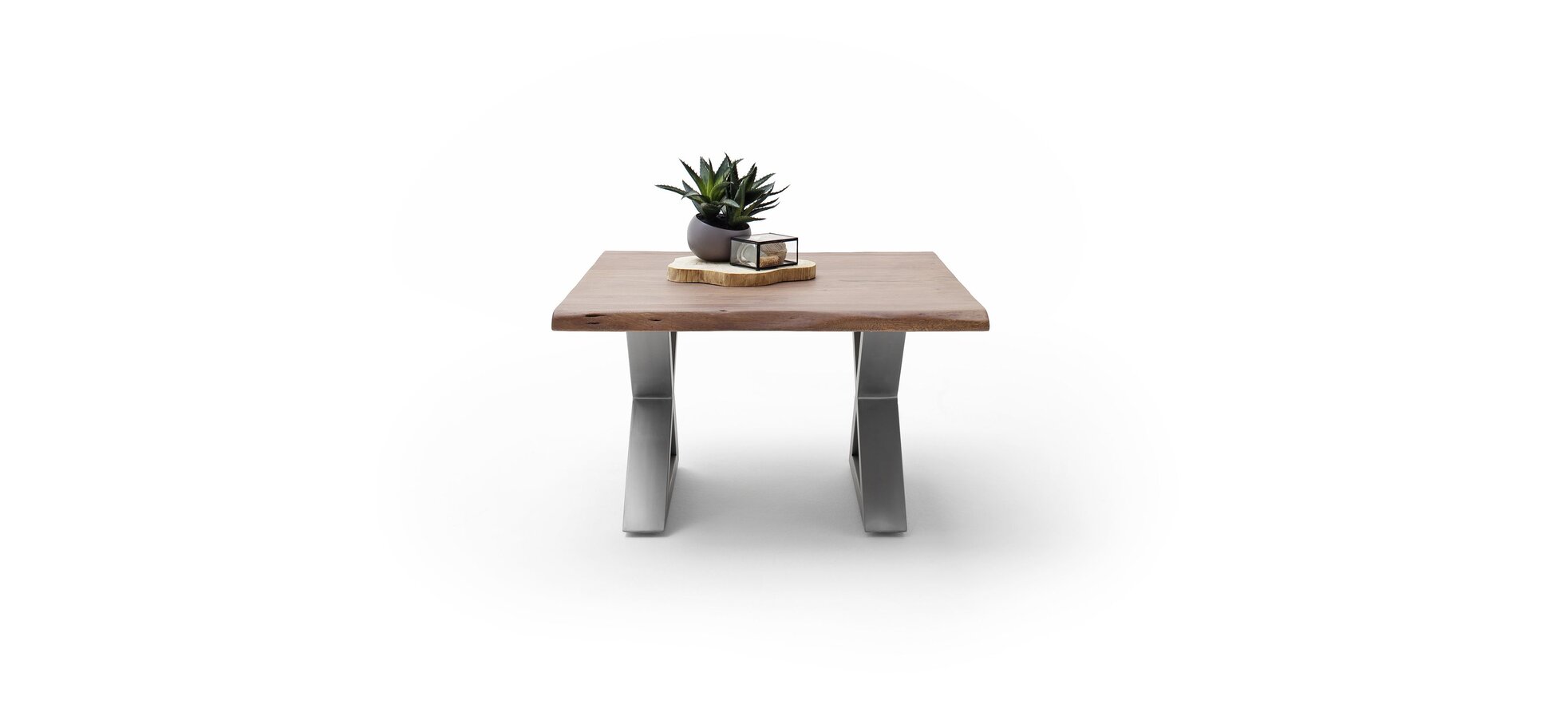 Couchtisch MAIDI braun/grau mit X-Form Gestell – Bild 2