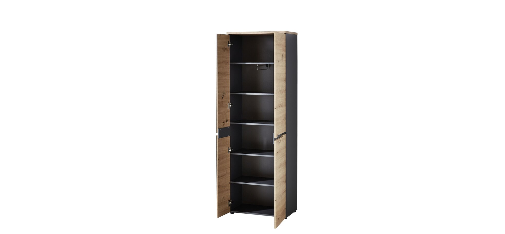 Garderobenschrank - Eiche Dekor, Graphit – Bild 5