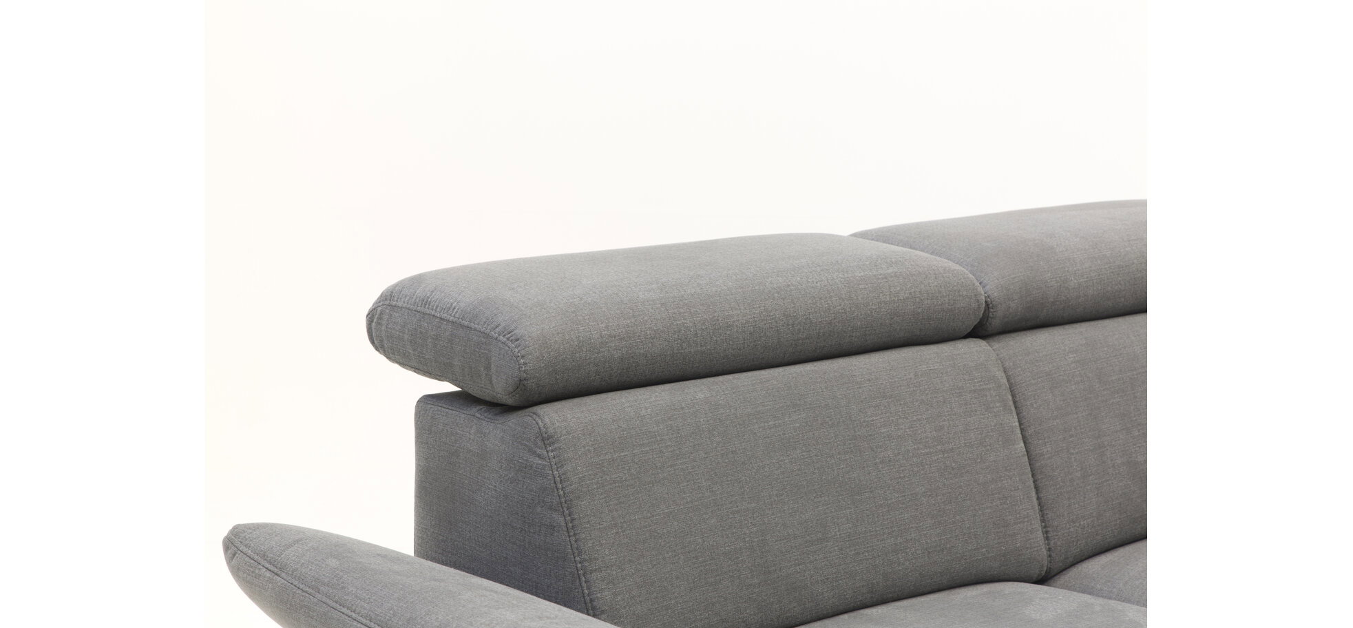 Ecksofa - 2,5-Sitzer mit Ecke rechts, Kopfstütze/Armlehne verstellbar (manuell), Webstoff, Dunkelgrau – Bild 5